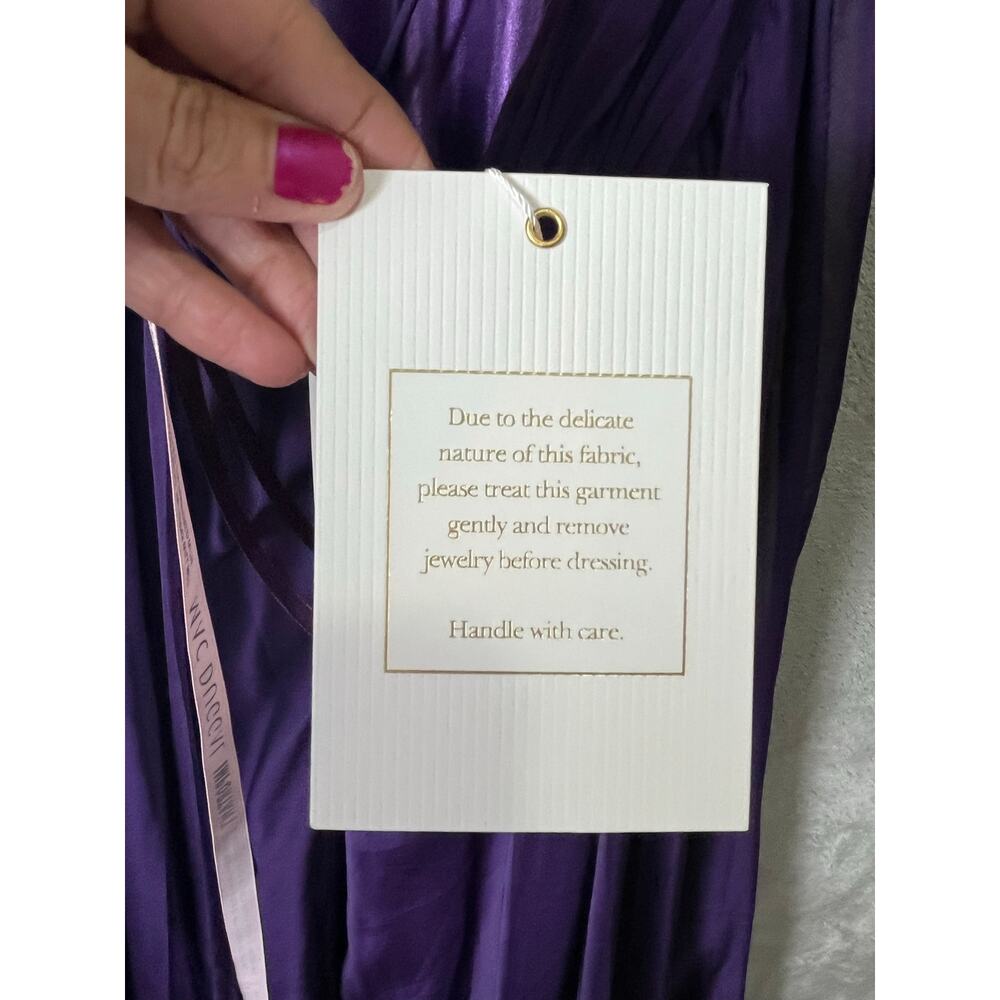 Mac Duggal Purple Ruffle Tiered Chiffon Cut-Out Evening Gown Maxi Dress 8 New - Picture 8 of 12